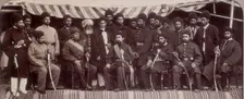 The Amir Yakoob Khan and Sirdars of Kabul at Gandamak, Afghanistan, May 1879. Creator: John Burke