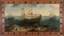 The Amsterdam Four-Master De Hollandse Tuyn and Other Ships on their Return from Brazil under the Creator: Hendrick Cornelisz Vroom