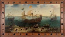 The Amsterdam Four-Master De Hollandse Tuyn and Other Ships on their Return from Brazil under the Creator: Hendrick Cornelisz Vroom