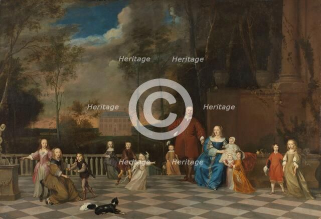 The Amsterdam Merchant Jeremias van Collen (1619-1707) with his Wife and their Twelve Children, 1655 Creator: Pieter van Anraedt.