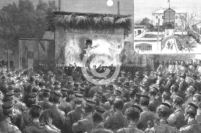 ''The Amusements of the Guards at Bermuda; Performance at an Open Air "Café Chantant" in aid of the  Creator: Unknown.