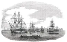 The Anchorage off the Town of Bonny River, 1850. Creator: Unknown