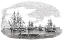 The Anchorage off the Town of Bonny River, 1850. Creator: Unknown