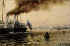 The Anchoring Place by Kronstadt, 1850-1887. Creator: Aleksey Bogolyubov