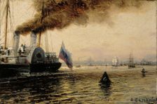The Anchoring Place by Kronstadt, 1850-1887. Creator: Aleksey Bogolyubov