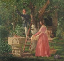 The Ancient Baptismal Font in the Garden;The Garden with the Old Font, 1850. Creator: Jorgen Pedersen Roed