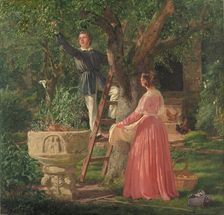 The Ancient Baptismal Font in the Garden;The Garden with the Old Font, 1850. Creator: Jorgen Pedersen Roed