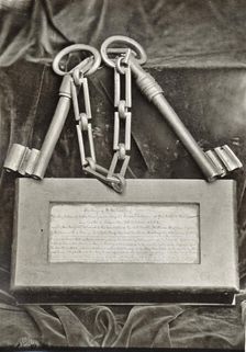 The ancient keys of Lancaster Castle, Lancashire, 1851. Creator: Unknown
