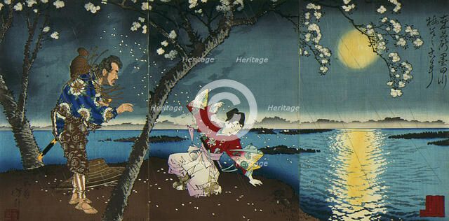 The Ancient Incident of Umewaka and the Child Seller beside the Sumida River, 1883. Creator: Tsukioka Yoshitoshi.