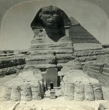 The Ancient Sphinx and Recent Excavations, Giza, Egypt c1930s. Creator: Unknown