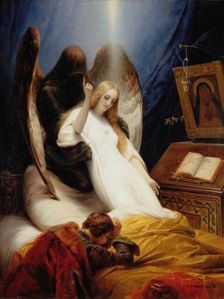 The Angel of Death 1851. Creator: Émile Jean-Horace Vernet