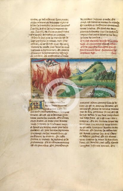 The Angel of Paradise with a Sword; Miroir Historial, about 1475. Creator: Unknown.