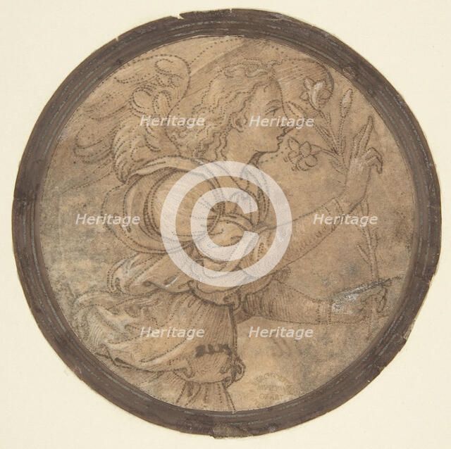 The Angel of the Annunciation (Cartoon for an Embroidery), 1466-1524. Creator: Raffaellino del Garbo.