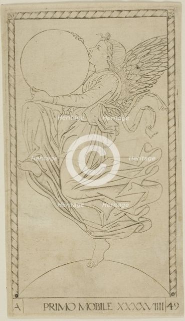 The Angel of the Ninth Sphere, or Primum Mobile, plate 49 from Planets and Spheres, c.1465. Creator: Unknown.