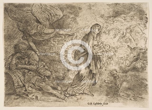 The angel awakening Joseph to the presence of the Virgin and Child, ca. 1645-49. Creator: Giovanni Benedetto Castiglione.