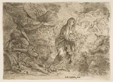 The angel awakening Joseph to the presence of the Virgin and Child, ca. 1645-49. Creator: Giovanni Benedetto Castiglione