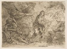 The angel awakening Joseph to the presence of the Virgin and Child, ca. 1645-49. Creator: Giovanni Benedetto Castiglione