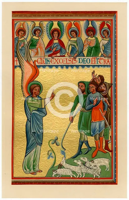 The angel and the shepherds, late 12th century. Artist: Unknown