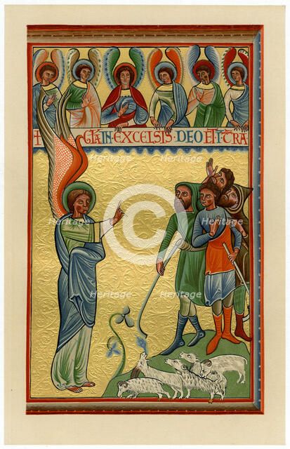The angel and the shepherds, late 12th century. Artist: Unknown