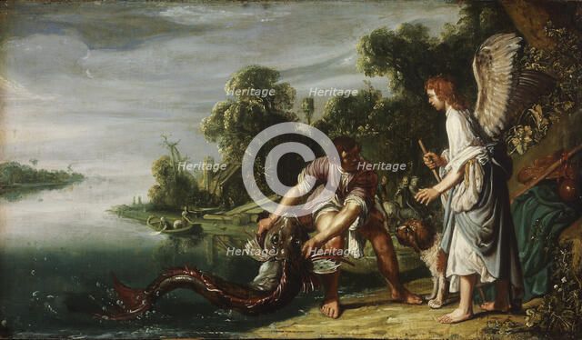 The Angel and Tobias with the Fish, 1610s. Creator: Lastman, Pieter Pietersz. (1583-1633).