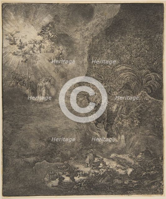 The Angel Appearing to the Shepherds. Creator: Rembrandt Harmensz van Rijn.