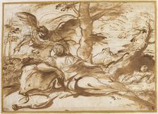 The Angel Appearing to Hagar in the Desert (recto), c. 1660. Creator: Pier Francesco Mola