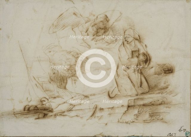 The angel appears to Hagar, c1645. Creator: Rembrandt Harmensz van Rijn.