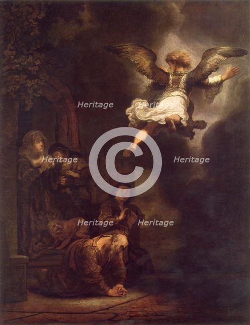 'The Angel Departing from the Family of Tobias', 1637, (1967). Creator: Rembrandt Harmensz van Rijn.