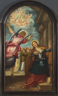 The Angel foretelling Saint Catherine of Alexandria of her martyrdom, 1570s. Creator: Tintoretto, Jacopo (1518-1594)