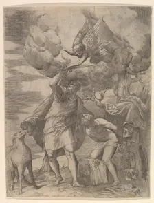 The Angel Staying the Arm of Abraham, after 1552. Creator: Battista Franco Veneziano