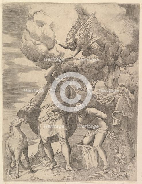 The Angel Staying the Arm of Abraham, After 1552. Creator: Battista Franco Veneziano.