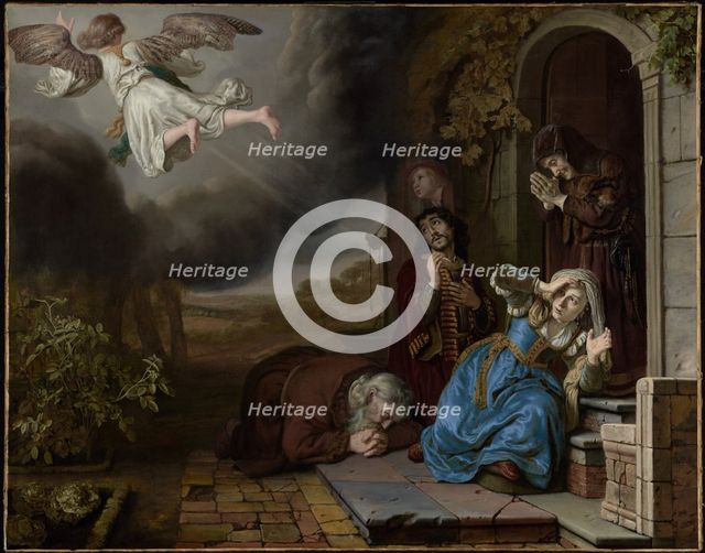 The Angel Taking Leave of Tobit and His Family, 1649. Creator: Jan Victors.