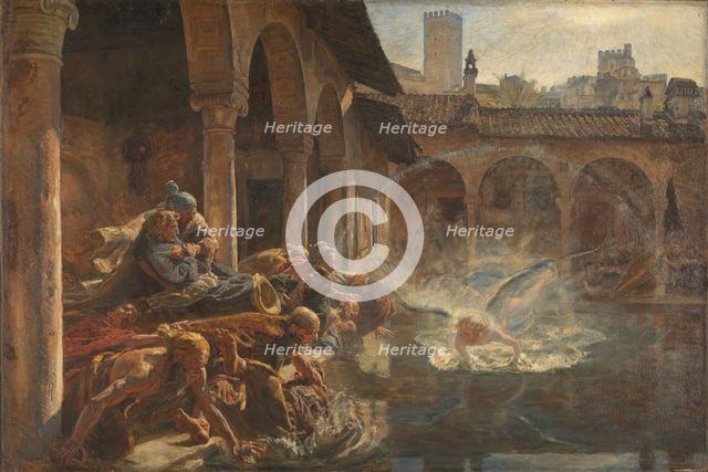 The angel touches the water in Bethesda dam (Joh.5, 2-4), 1888. Creator: Joakim Skovgaard.
