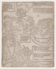 The Angels of the Euphrates Killing Mankind; and The Angel Preventing Saint John from..., 1440-1450. Creator: Anon