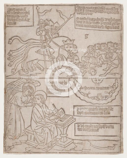 The Angels of the Euphrates Killing Mankind; and The Angel Preventing Saint John from..., 1440-1450. Creator: Anon.