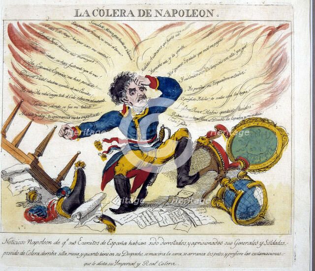 The anger of Napoleon' Napoleon Bonaparte (1759-1821), satirical engraving.