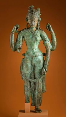 The Androgynous Form of Shiva and Parvati (Ardhanarishvara), c.1000. Creator: Unknown