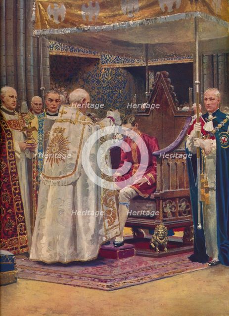 'The Anointing: The Archbishop Making the Sign of the Cross on the King's Head', 1937. Artist: Unknown.