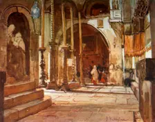 The Anointing Stone from the Ambulatory of the Crusaders Church 1902. Creator: John Fulleylove