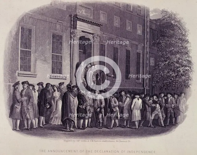 The Announcement of the Declaration of Independance, 1776, (c1856-c1859). Creators: J McGoffin, JM Butler.