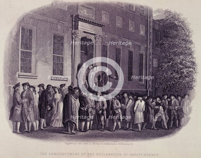 The Announcement of the Declaration of Independance, 1776, (c1856-c1859). Creators: J McGoffin, JM Butler.