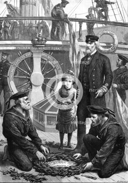 The Anniversary of Trafalgar on board the old Victory at Portsmouth, 1881. Creator: W. I. Mosses.