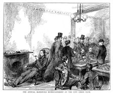 The annual blindfold entertainment at the city chess club, 1876