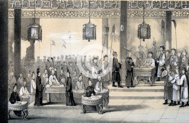 'The annual festival celebrating the emperor's birthday, revived by Kublai-Khan', 1847. Artist: B Clayton