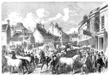 The annual horse fair at Horncastle, Lincolnshire, 1864. Creator: Unknown