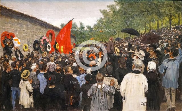 The Annual Memorial Meeting at the Pere-Lachaise Cemetery in Paris, 1883. Creator: Repin, Ilya Yefimovich (1844-1930).