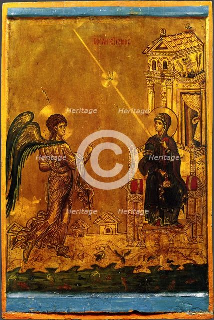 The Annunciation, 12th century. Artist: Byzantine icon  