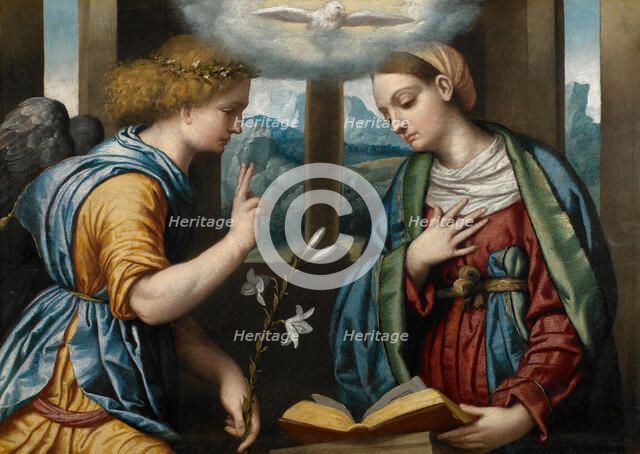 The Annunciation, 1535-1540. Creator: Moretto da Brescia, Alessandro (ca 1498 - 1554).