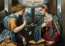 The Annunciation, 1535-1540. Creator: Moretto da Brescia, Alessandro (ca 1498 - 1554)