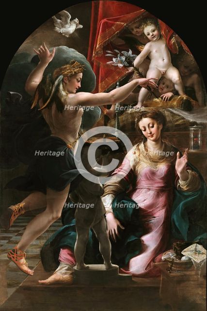The Annunciation, 1555-1559. Creator: Mazzola Bedoli, Girolamo (c. 1500-1569).